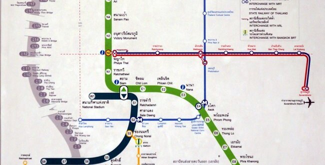 Транспортная схема Бангкока - скоростные линии и метро
